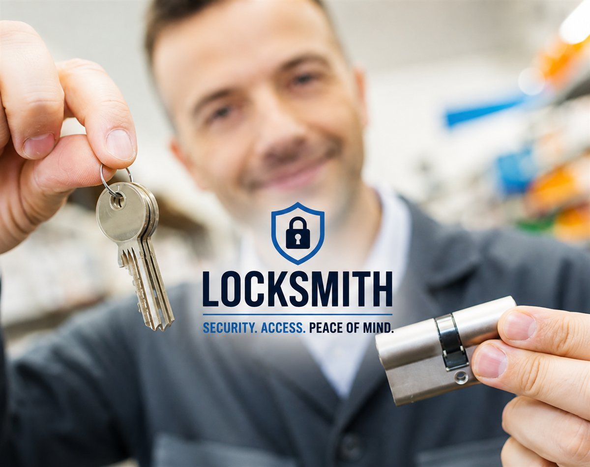 A smiling Locksmith technician fitting a new euro cylinder lock